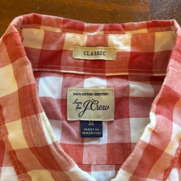 J.Crew Men’s Classic Fit Button-Down Shirt – Size Medium – Red Checkered – Excel - Picture 3 of 5